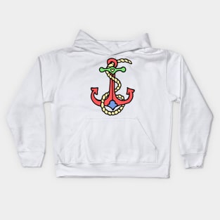 Ocean Anchor, Traditional Anchor Tattoo in Red Kids Hoodie